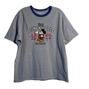Walt Disney World Embroidered Mickey 1971 Grey T Shirt XL